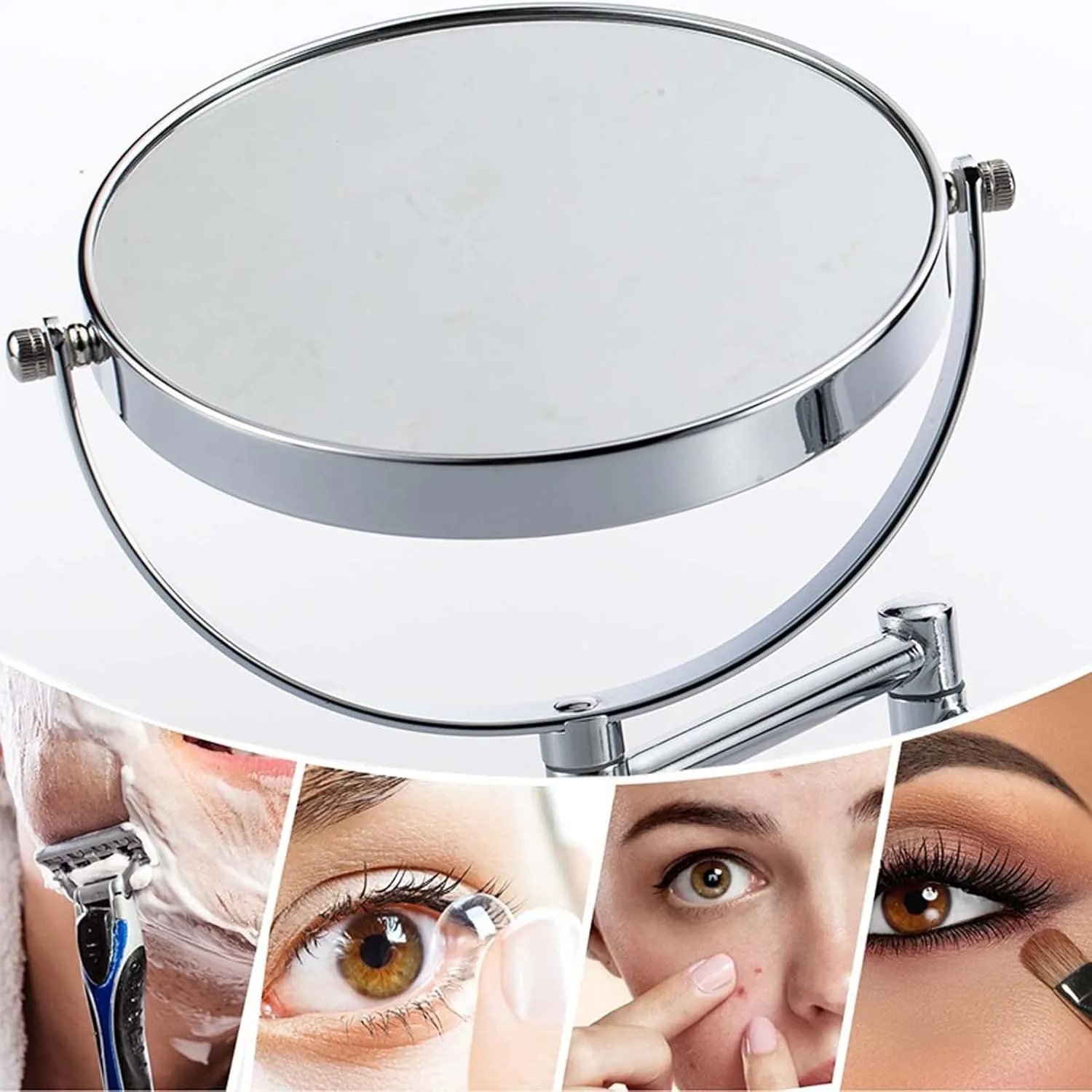 YSUEFIJO Makeup Mirror with Magnification, 1X/3X/5X/7X/10X Magnifying Vanity Mirror, Wall Mounted Makeup Mirror, Round Double Sided Magnifying Vanity Mirror, 360 Degree Swivel Cosmetic Mirror