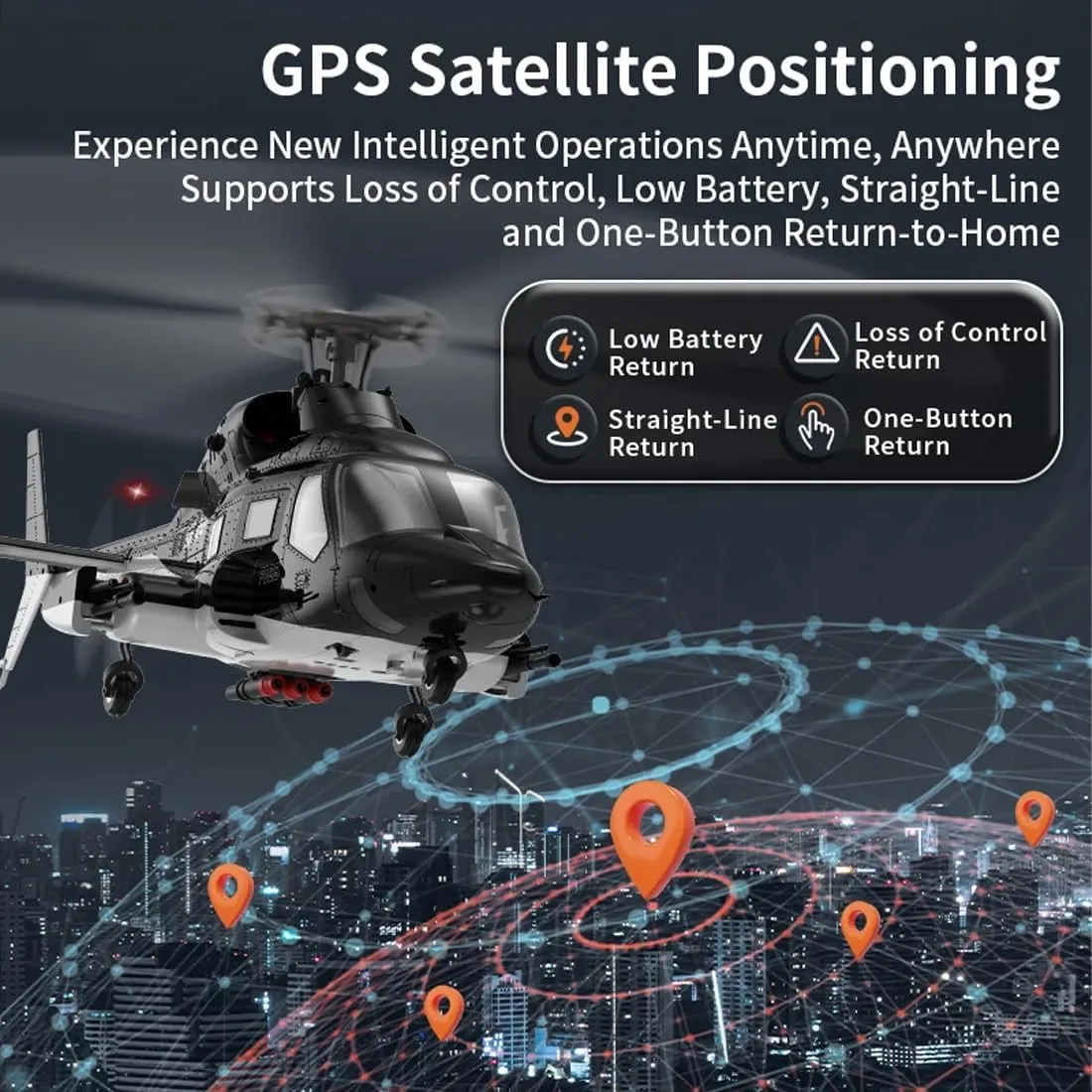 YU Xiang Flyingwolf F02S 8CH RC Helicopter, GPS Smart Flybarless Scale Model with 6G Optical Flow & Brushless, High Precision Remote Control (RTF/2 Battery)