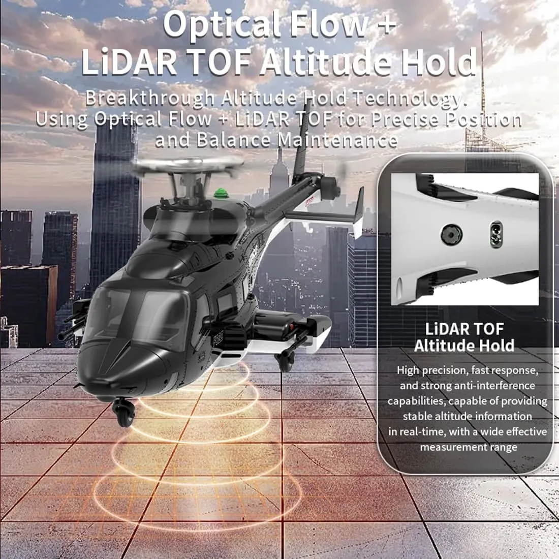 YU Xiang Flyingwolf F02S 8CH RC Helicopter, GPS Smart Flybarless Scale Model with 6G Optical Flow & Brushless, High Precision Remote Control (RTF/2 Battery)