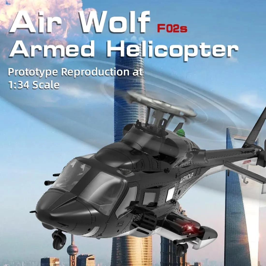 YU Xiang RC Flyingwolf Helicopter for Adults, F02S 1/34 8CH 2.4GHz Flybarless Aircraft with GPS Smart 6G Stabilization, High Precision RC Helicopter (RTF/4 Battery)