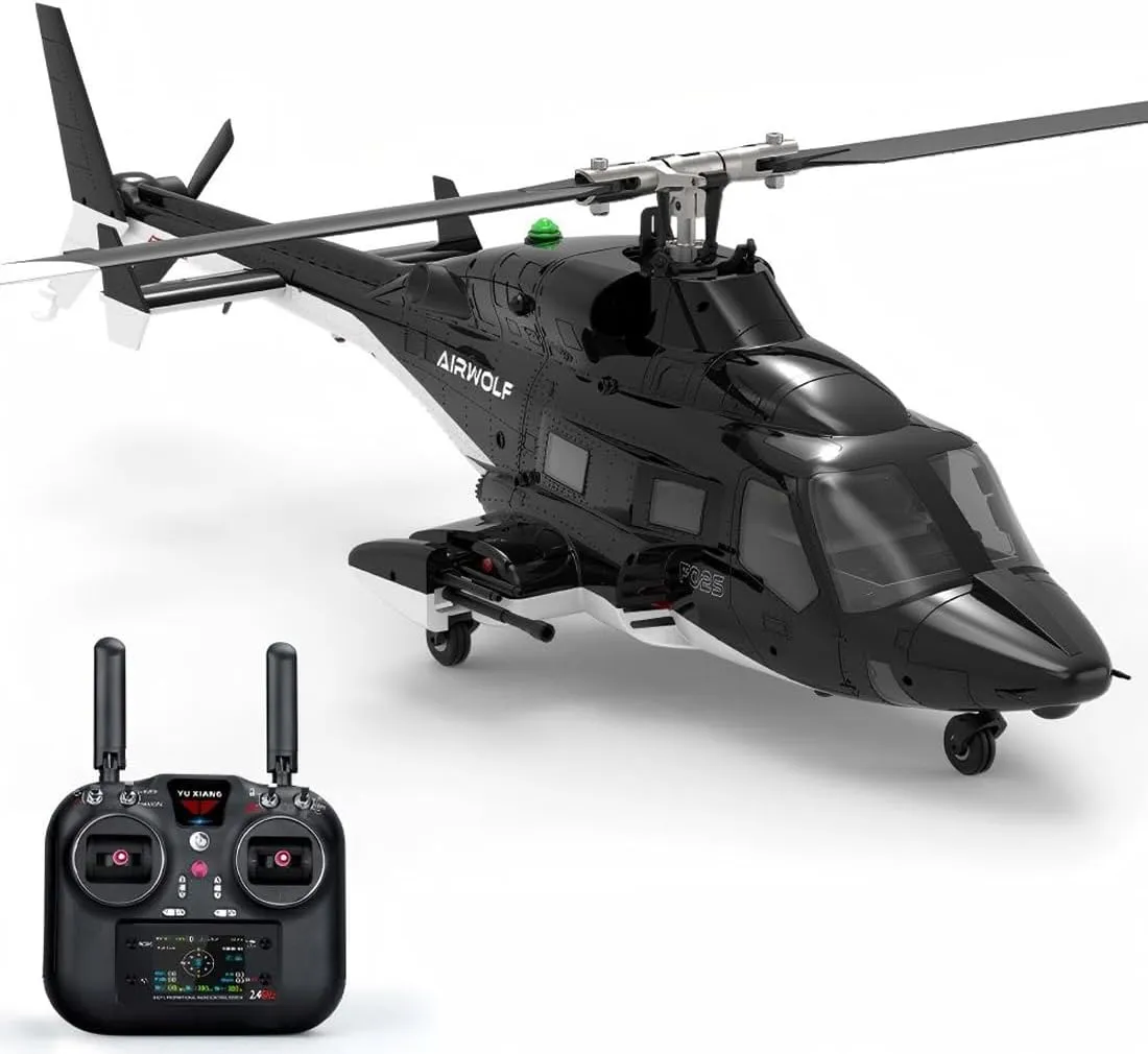 YU Xiang RC Flyingwolf Helicopter for Adults, F02S 1/34 8CH 2.4GHz Flybarless Aircraft with GPS Smart 6G Stabilization, High Precision RC Helicopter (RTF/4 Battery)
