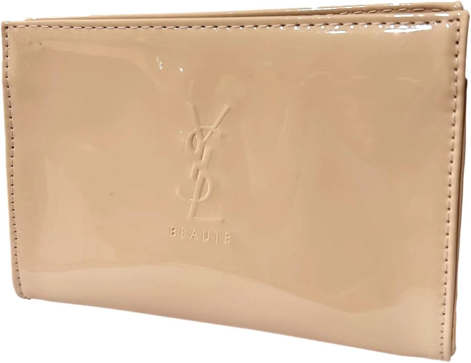 Yves Saint Laurent YSL Cosmetic Cream Patent Snap Pouch Makeup Bag YSL Fragrance Bag (7L X 4.5H X 2W) - SMALL