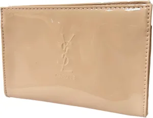 Yves Saint Laurent YSL Cosmetic Cream Patent Snap Pouch Makeup Bag YSL Fragrance Bag (7L X 4.5H X 2W) - SMALL