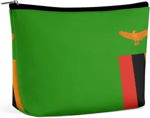 Zambia Flag Travel-Friendly Cosmetic Bag Makeup Organizer Pouch for Women and Girls
