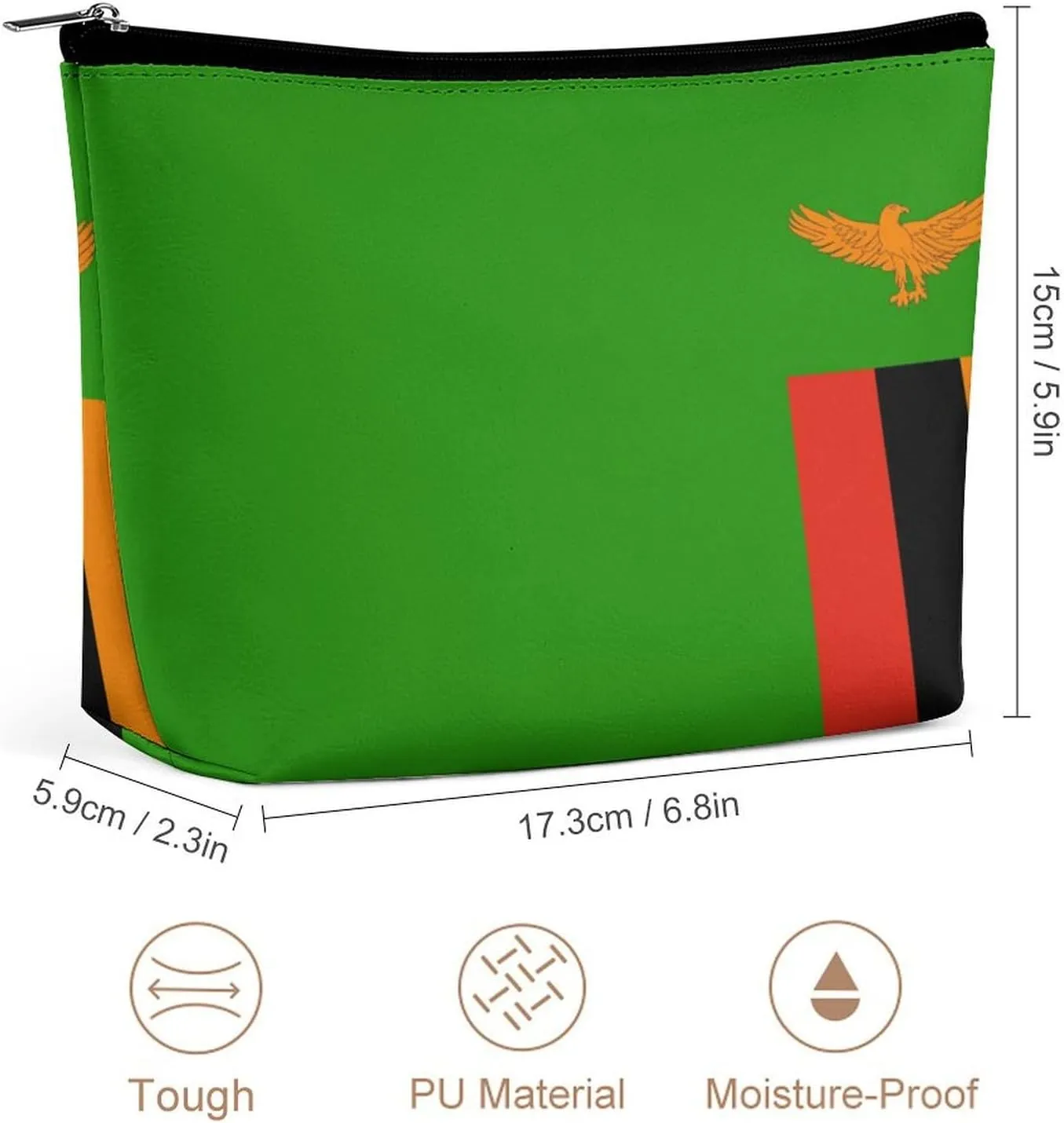 Zambia Flag Travel-Friendly Cosmetic Bag Makeup Organizer Pouch for Women and Girls