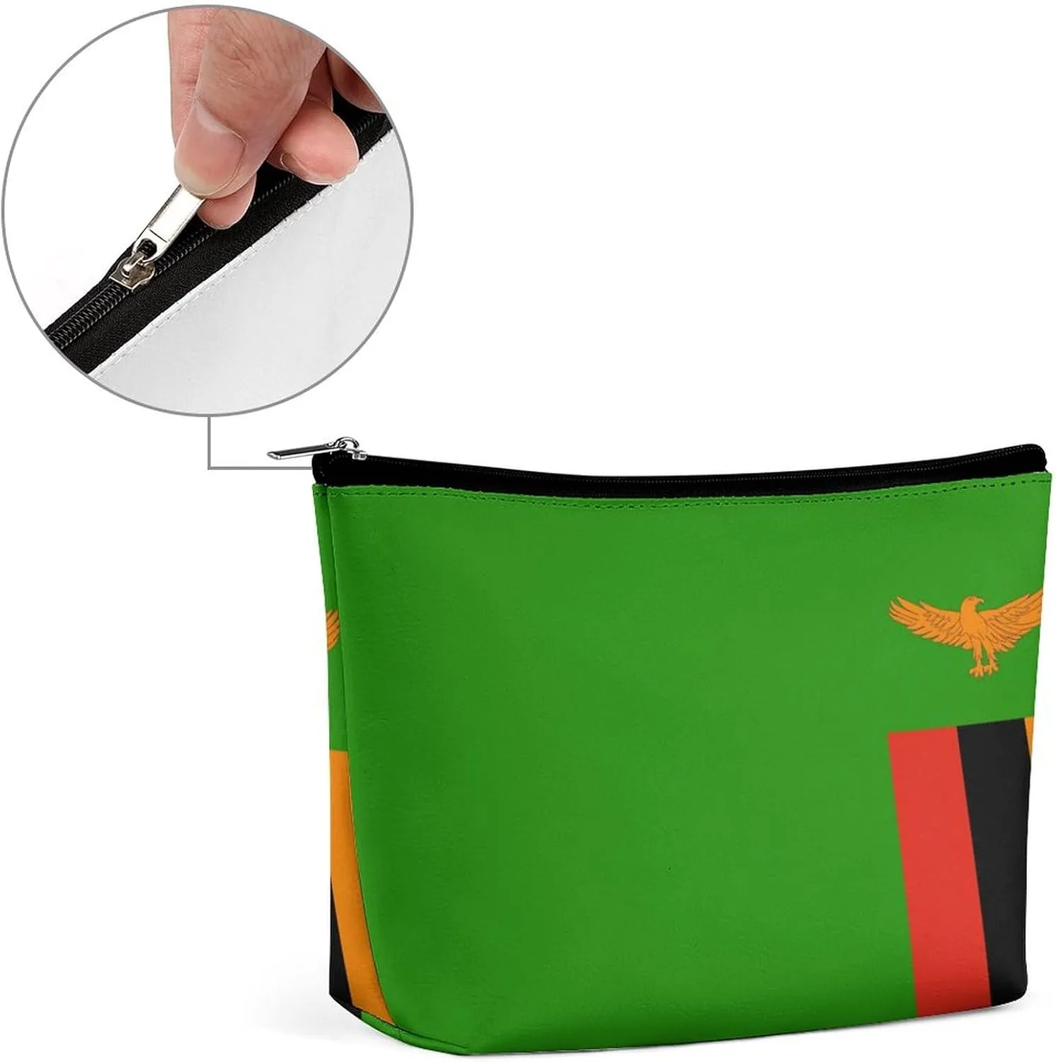 Zambia Flag Travel-Friendly Cosmetic Bag Makeup Organizer Pouch for Women and Girls