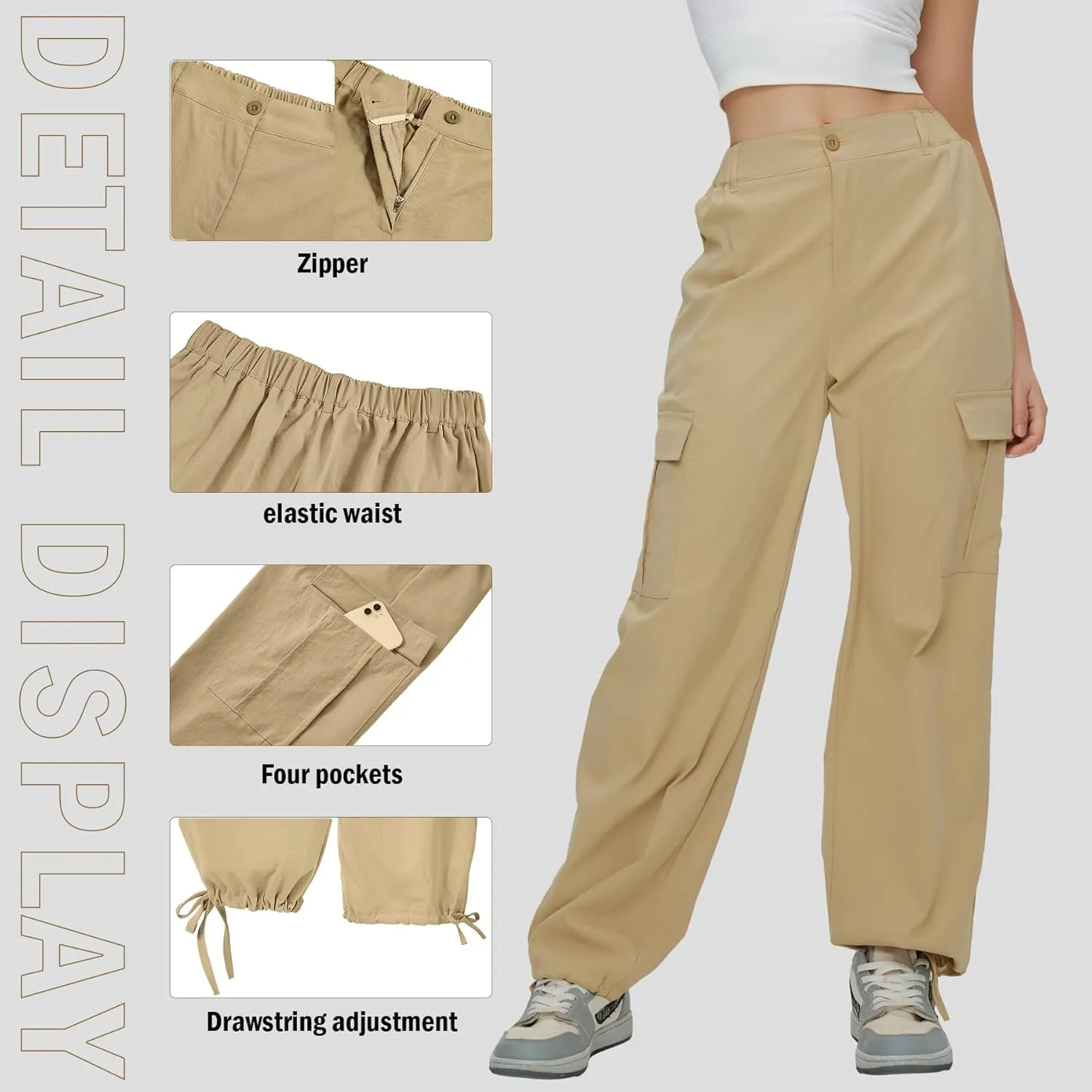 Zando Cargo Pants Women Y2K Baggy Cargo Pants Parachute Pants Trendy Stretchy High Waist Wide Leg Trousers with Pockets