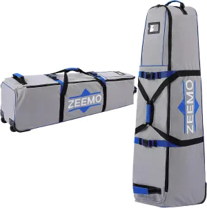 ZEEMO Golf Travel Bag, Full-Open Protective&Wheeled Airline-Approved Case for Clubs, Cart&StandBag, Soft-Sided Waterproof Cover Made of Heavy Duty Oxford