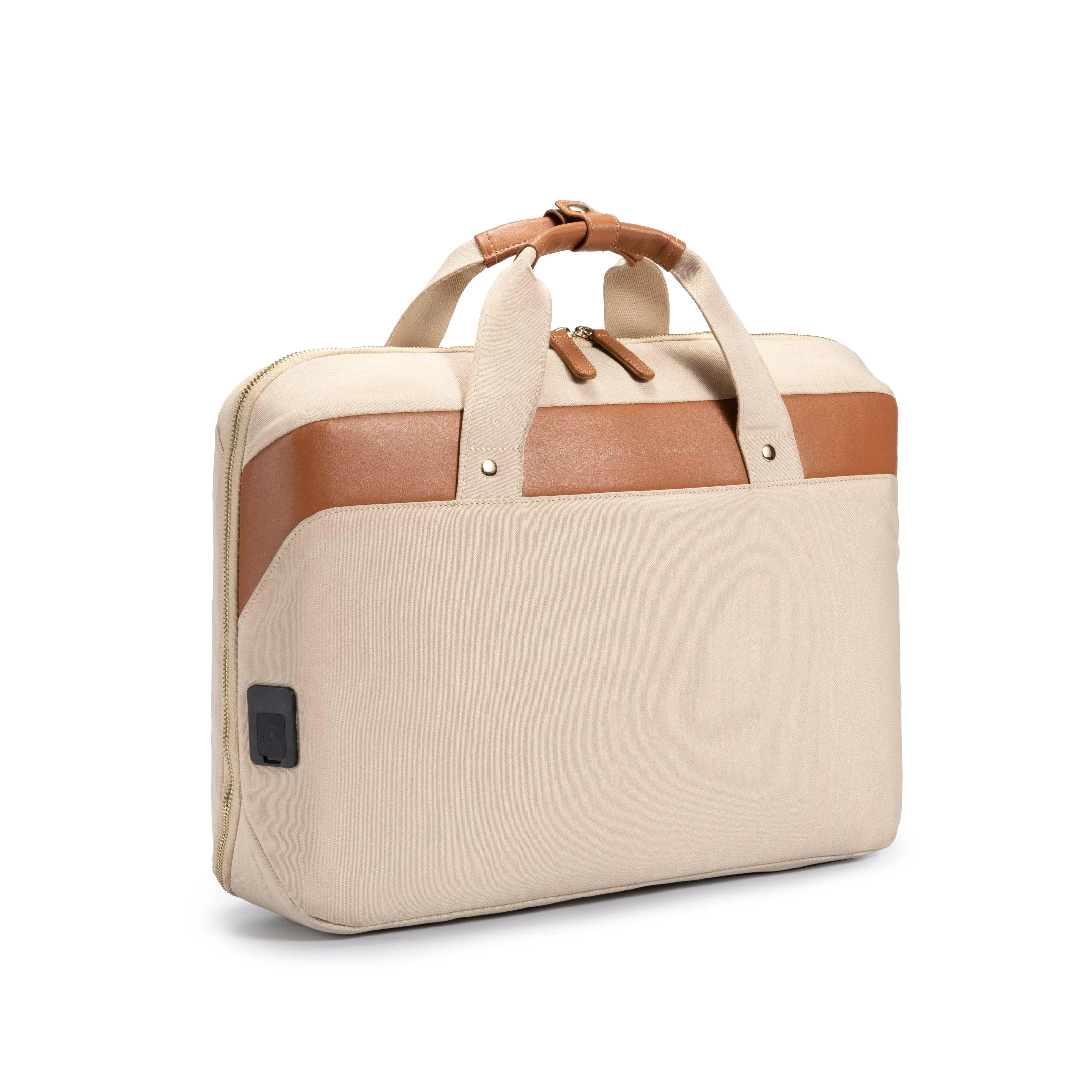 ZenPack LITE Laptop Messenger Bag X Briefcase with USB Fast-Charging for Laptops up to 15.6 inches (Beige)