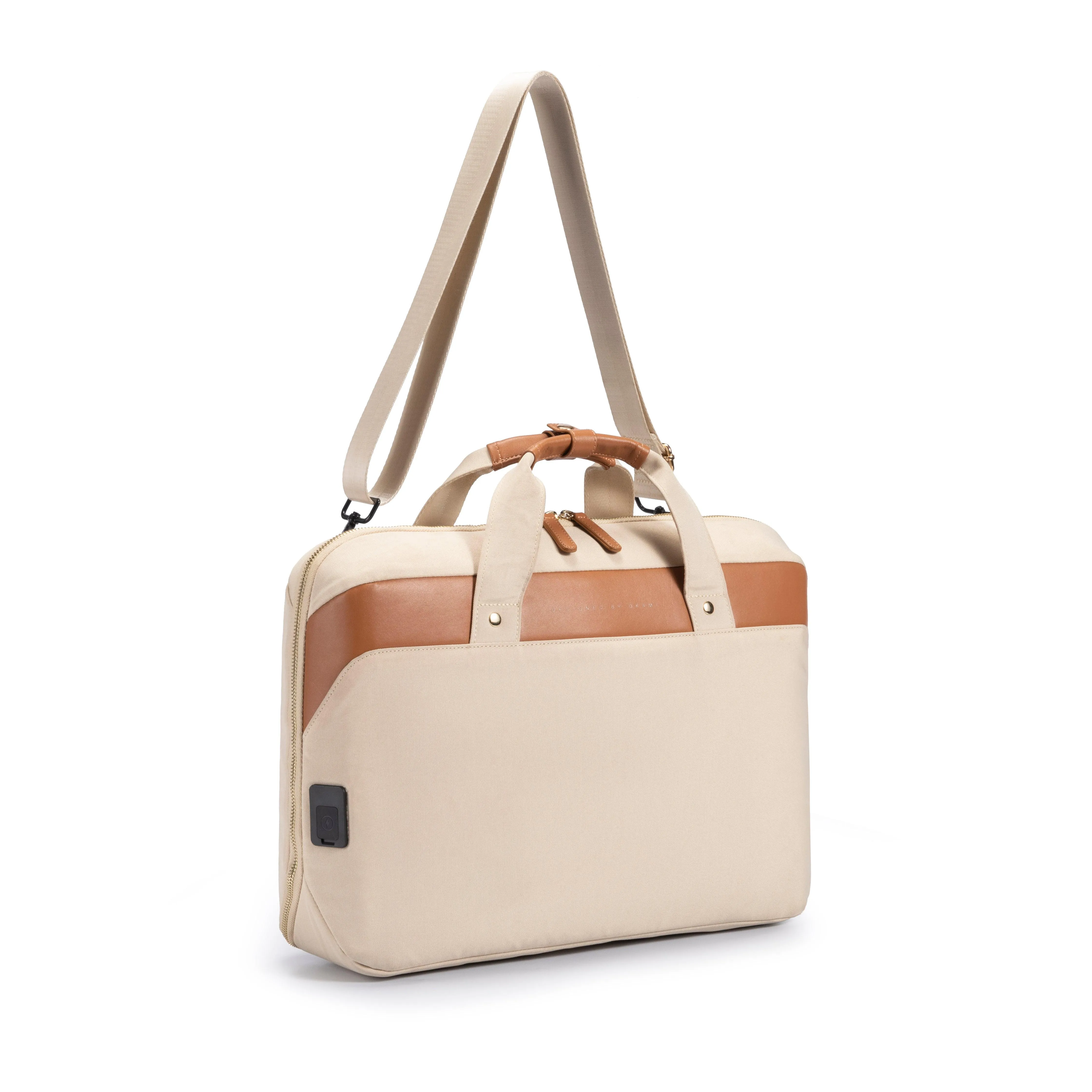 ZenPack LITE Laptop Messenger Bag X Briefcase with USB Fast-Charging for Laptops up to 15.6 inches (Beige)