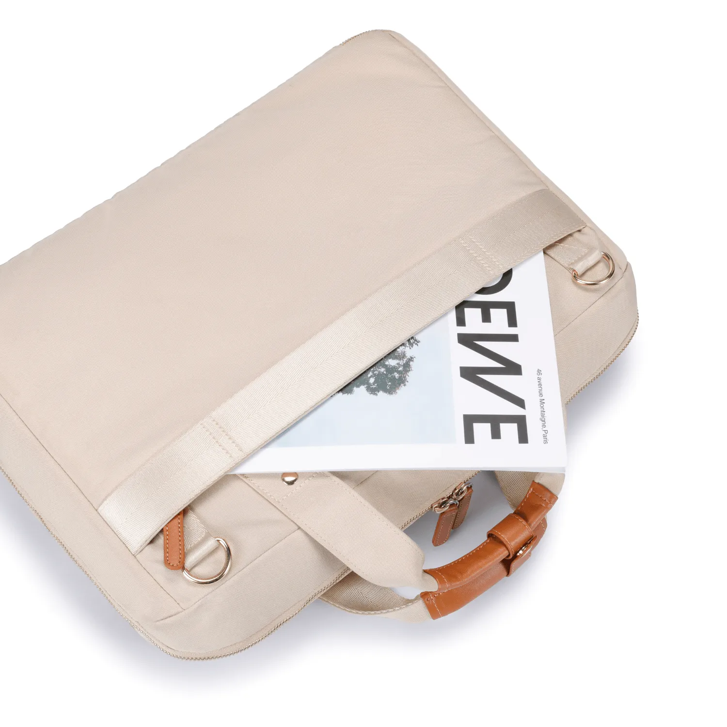 ZenPack LITE Laptop Messenger Bag X Briefcase with USB Fast-Charging for Laptops up to 15.6 inches (Beige)