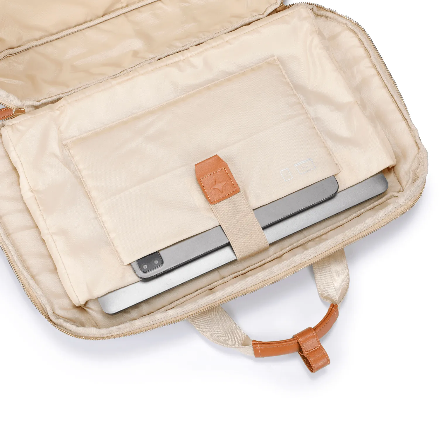 ZenPack LITE Laptop Messenger Bag X Briefcase with USB Fast-Charging for Laptops up to 15.6 inches (Beige)