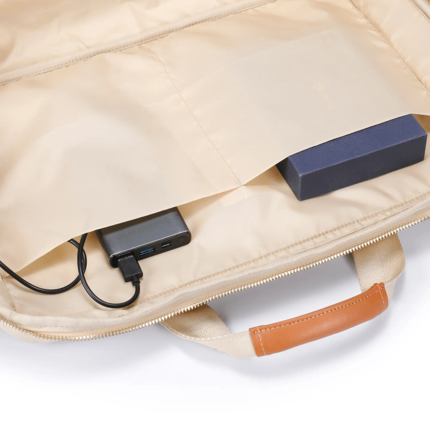 ZenPack LITE Laptop Messenger Bag X Briefcase with USB Fast-Charging for Laptops up to 15.6 inches (Beige)