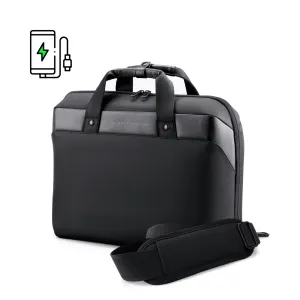 ZenPack LITE Laptop Messenger Bag X Briefcase with USB Fast-Charging for Laptops up to 15.6 inches (Kyoto Black)