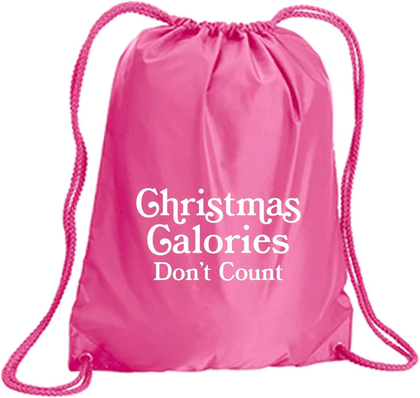 zerogravitee Christmas Calories Don't Count Cinch Pack in Hot Pink - Large 17x20