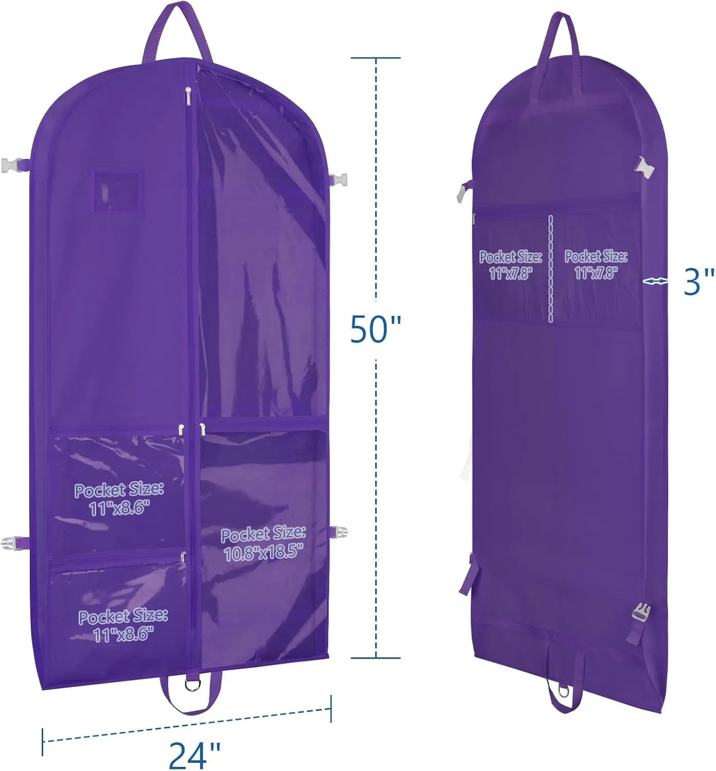 Zilink Clear Dance Costume Garment Bag for Teen Girls Dance Bags for Dancers and Teenagers with 5 Clear Zipper Pockets for Dance Competition Theatre Cheer Closet Storage