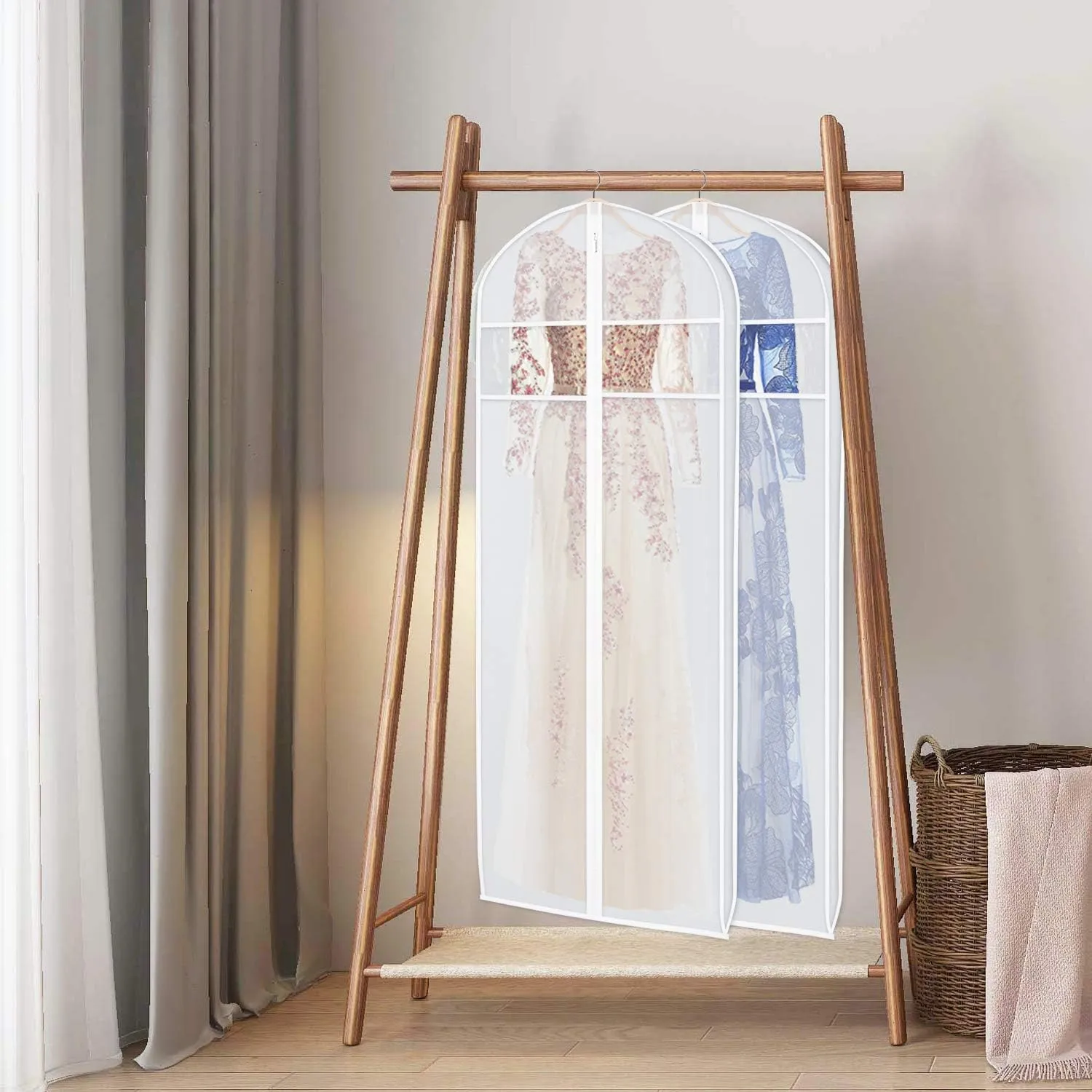 Zilink Dress Bags for Gowns Long 72-inch Garment Bags for Long Dresses Clear Dress Protector Bag with 3" Gusset and Full Length Zipper for Dresses, Fur Coat Gown Closet Storage（Set of 4）
