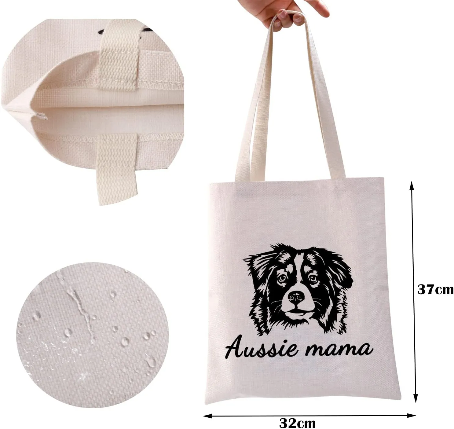ZJXHPO Australian Shepherd Dog Owner Gift Funny Aussie Mama Cosmetic Bag Zipper Accessory Pouch (Aussie Tote)