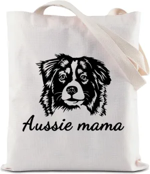 ZJXHPO Australian Shepherd Dog Owner Gift Funny Aussie Mama Cosmetic Bag Zipper Accessory Pouch (Aussie Tote)