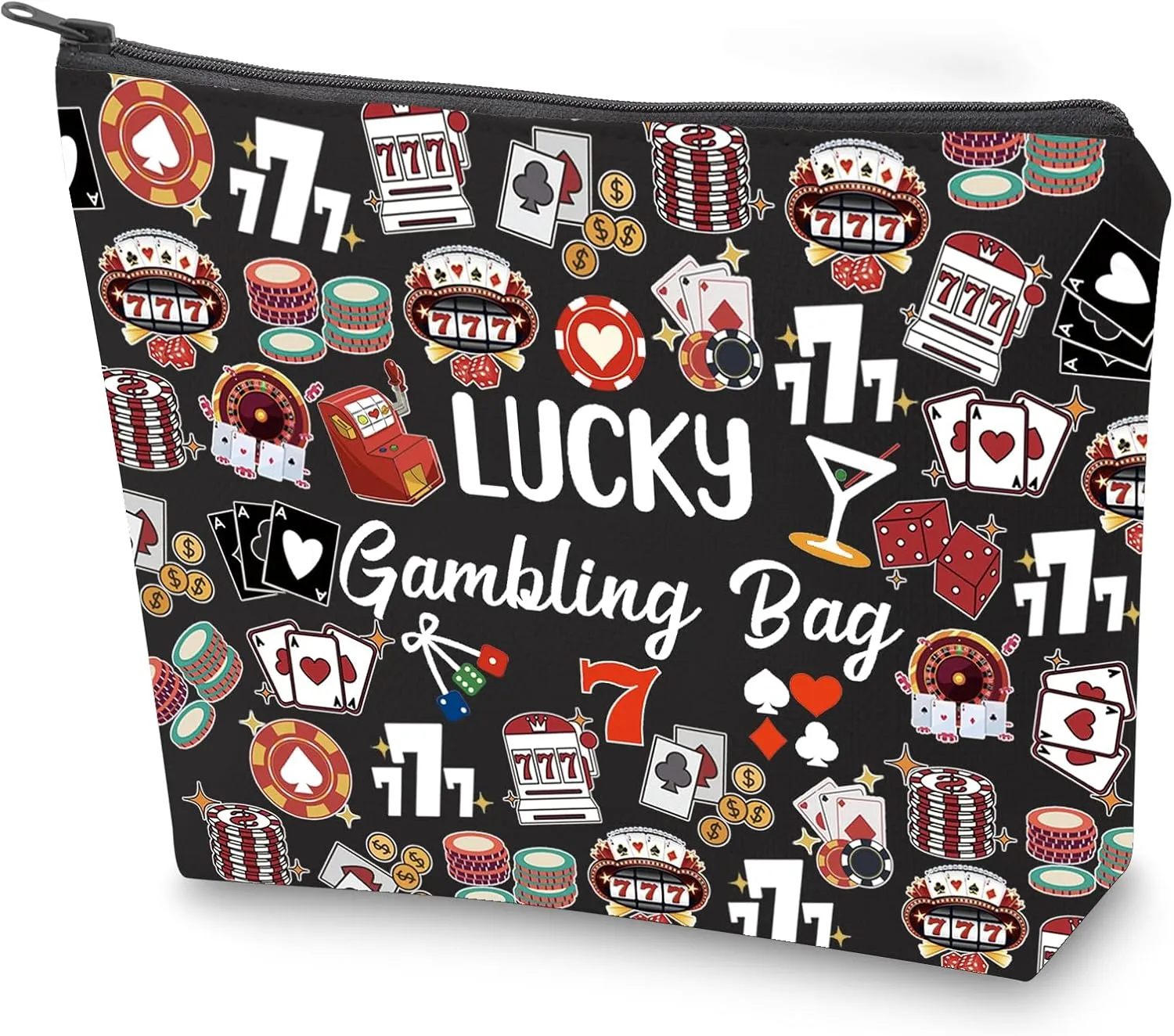 ZJXHPO Casino Lover Gift Lucky Gambling Bag Hangbag Cash Bag for Gambler Poker Player (BL Lucky)