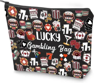 ZJXHPO Casino Lover Gift Lucky Gambling Bag Hangbag Cash Bag for Gambler Poker Player (BL Lucky)