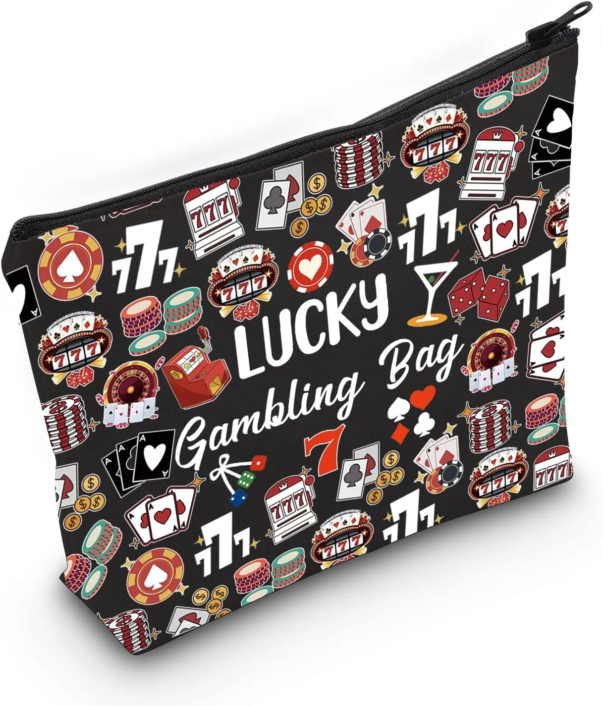 ZJXHPO Casino Lover Gift Lucky Gambling Bag Hangbag Cash Bag for Gambler Poker Player (BL Lucky)