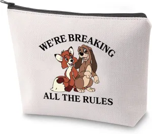 ZJXHPO Fox And Hound Cosmetic Bag We’re Breaking All The Rules Makeup Bag With Zipper Tod Toiletry Bag Copper Gift (All The Rules)