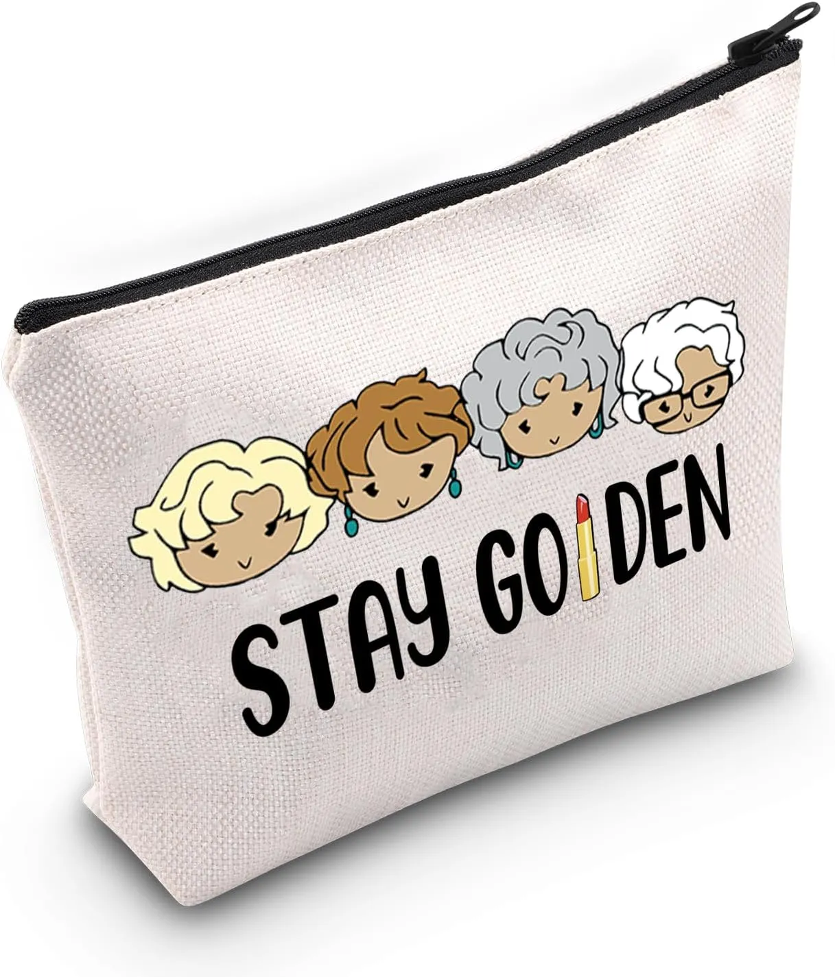 ZJXHPO Golden Makeup Bag TV Show Inspire Cosmetic Bag Friendship Gift For Best Friend (GOLDEN)