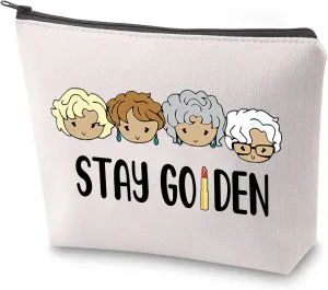 ZJXHPO Golden Makeup Bag TV Show Inspire Cosmetic Bag Friendship Gift For Best Friend (GOLDEN)