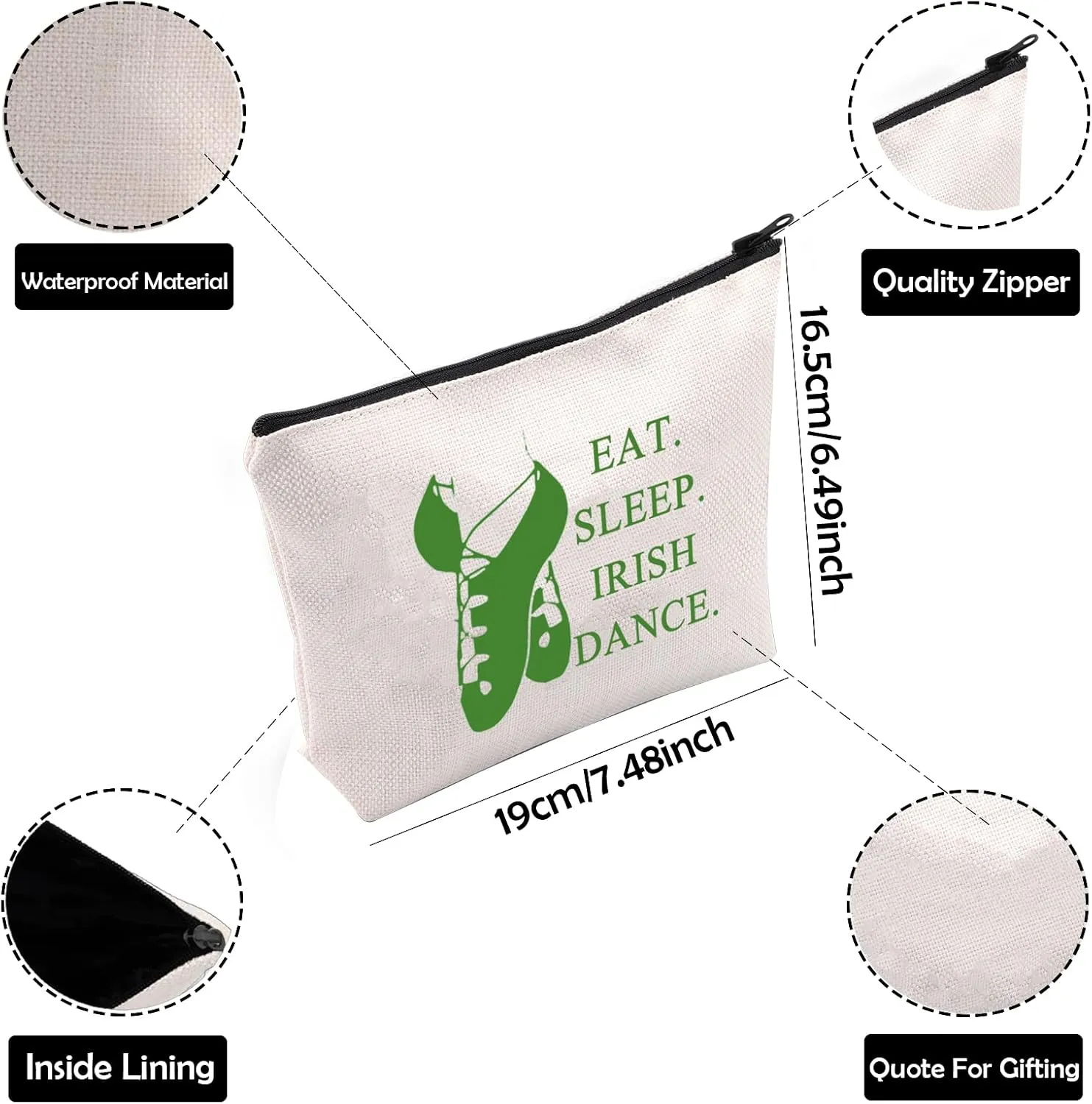 ZJXHPO Irish Dance Survival Kit - Makeup Bag With Zipper, Lover Teacher Coach Gift, Team Inspired Gift