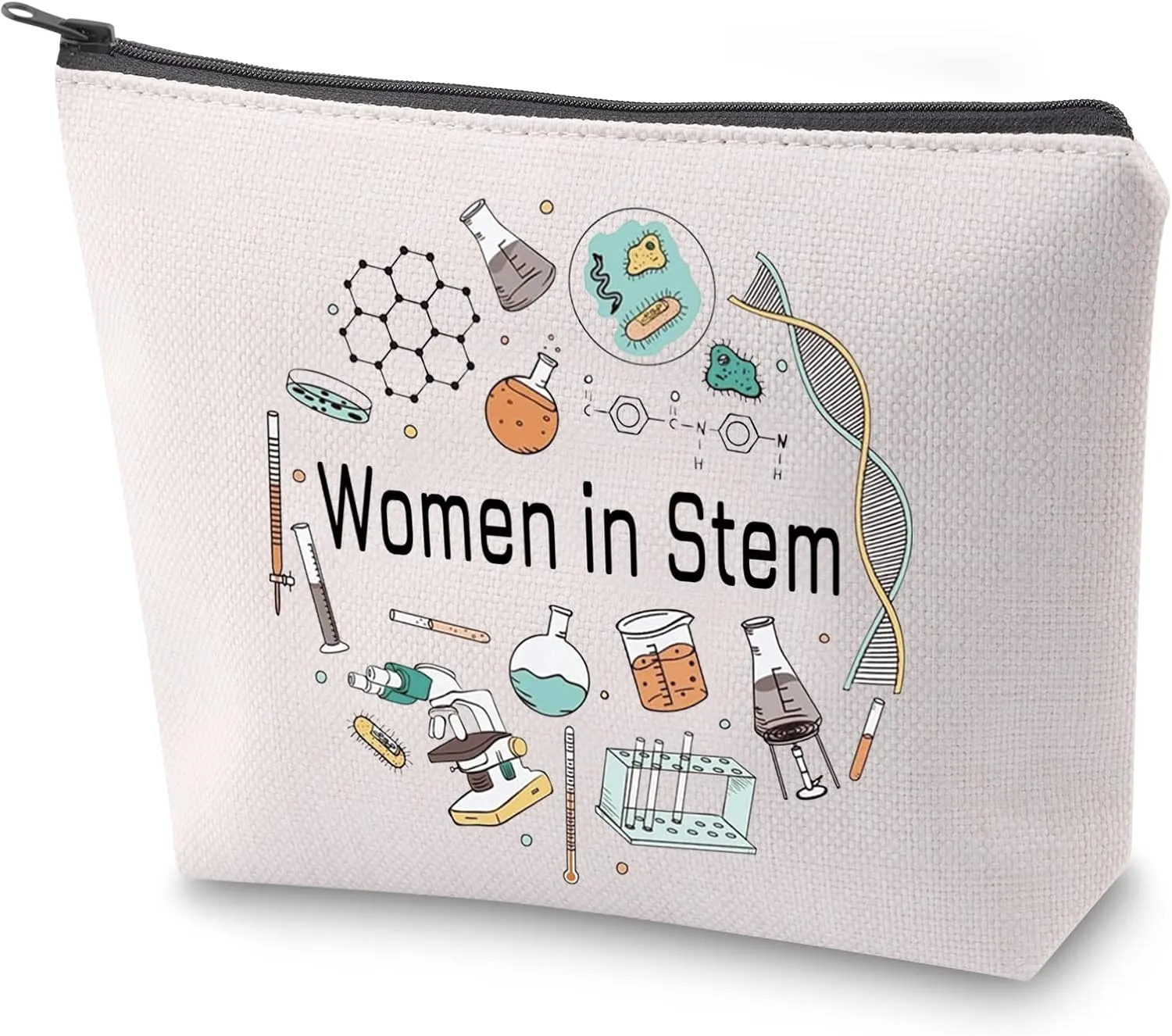 ZJXHPO Stem Woman Cosmetic Bag Women in Stem Makeup Bag With Zipper Stem Survival Kit Steminist Toiletry Bag (Women in Stem)