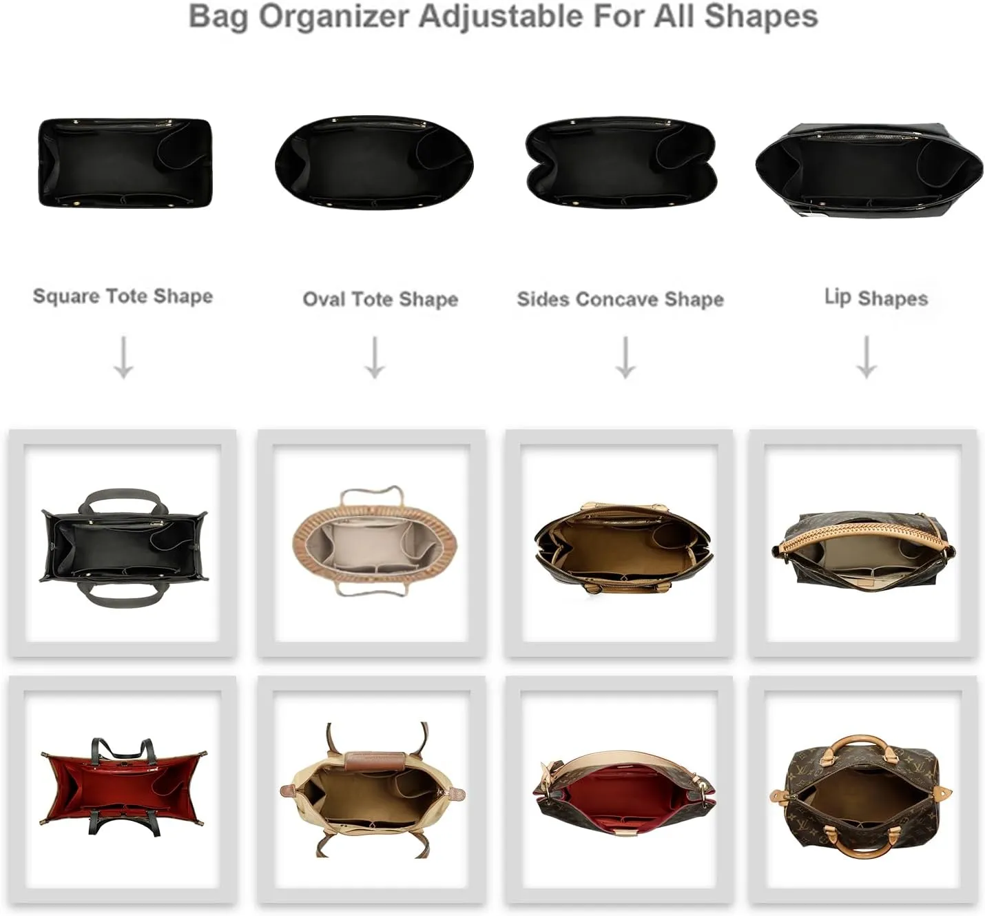 ZTUJO Purse Organizer Insert For Handbag & Tote Shaper,Tote Bag Organizer Insert For Speedy Neverful, 6 Sizes(Small, Silky Black)
