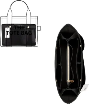 ZTUJO Purse Organizer Insert For Handbags, Silky Bag Organizer With 2 Zippers For Speedy Neverful Tote and More (Black, XX-Large)
